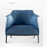 Læder enkelt sofa (Røget blå)